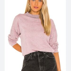 Free People Be Free Striped Long Sleeve Shirt Size XS Purple Women’s 100% Cotton